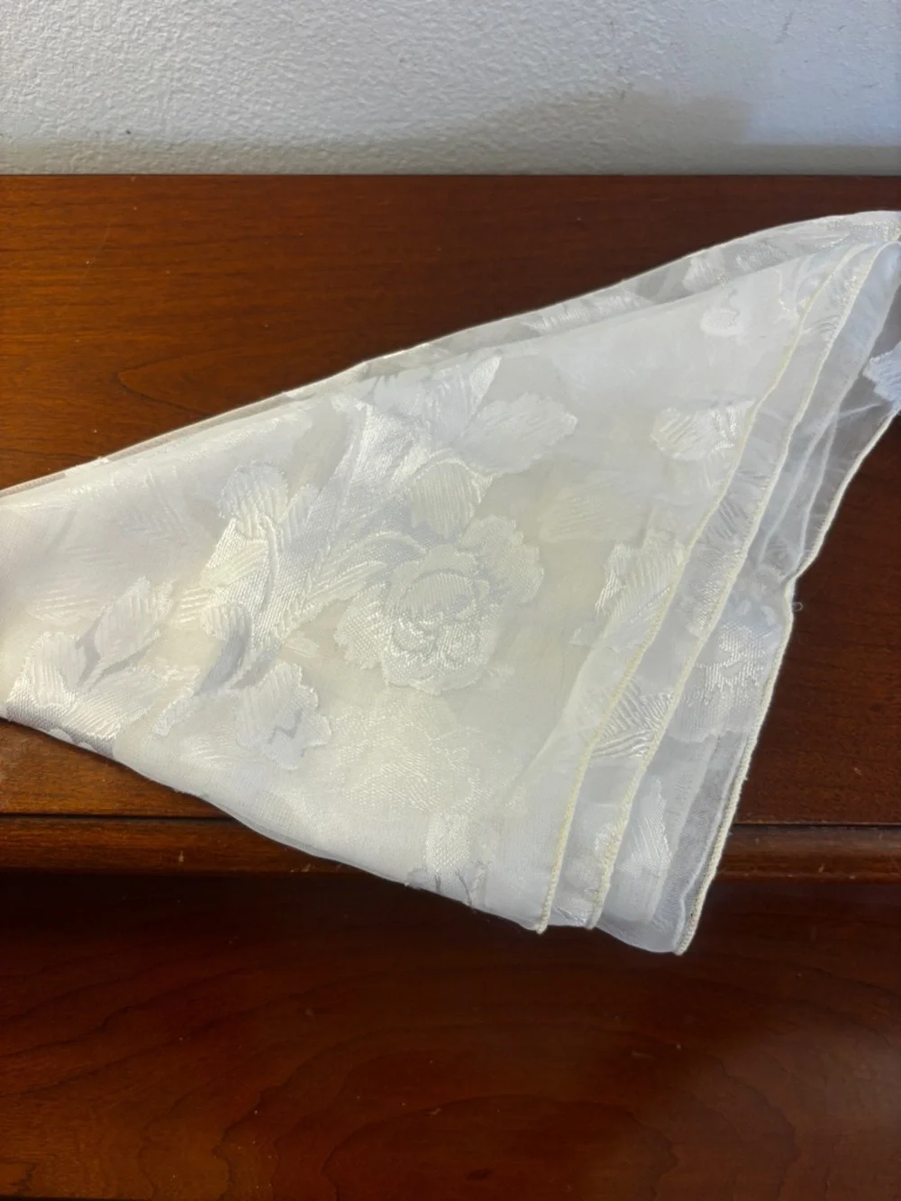 Cejon White Sheer Floral Embroidered Scarf Shawl Wrap